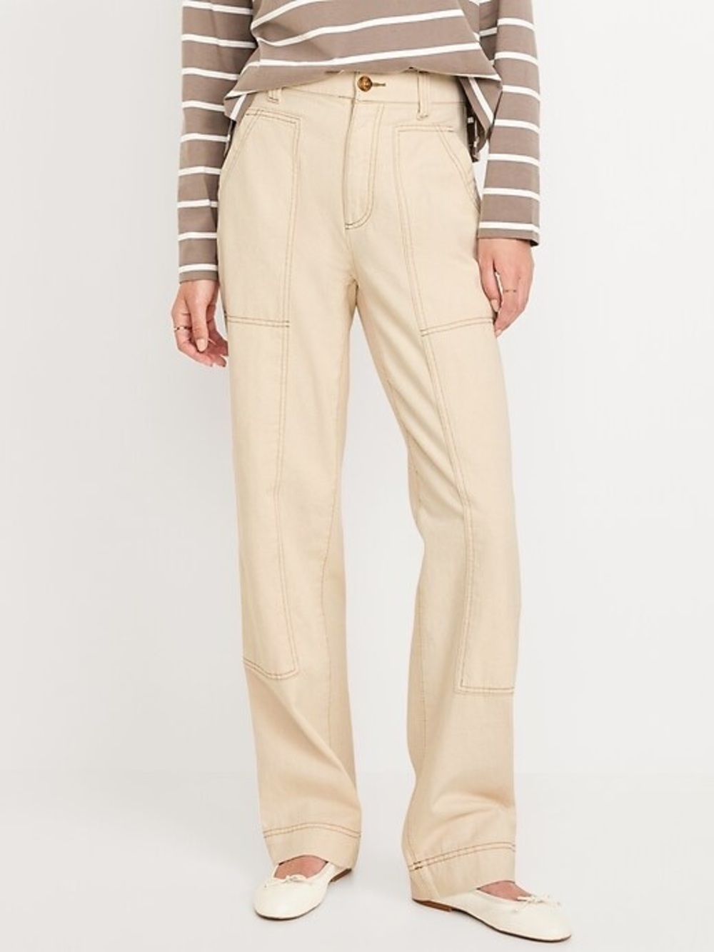 Old Navy Cream Wide-Leg Utility Pants